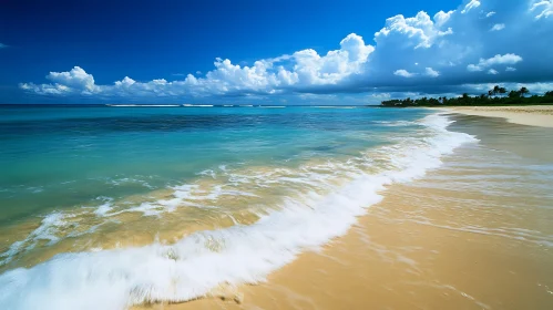 Seascape with Golden Sand and Blue Sky