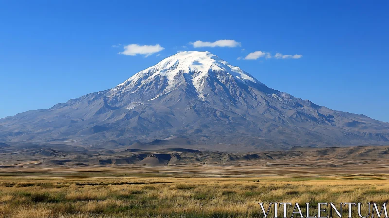 AI ART Mountain Peak Against Blue Sky