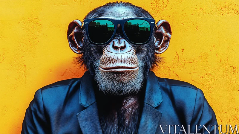 Fashionable Monkey Portrait AI Image