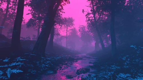 Ethereal Night Forest with Stream