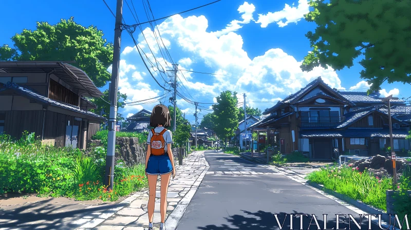 AI ART Tranquil Stroll through an Anime Village Landscape