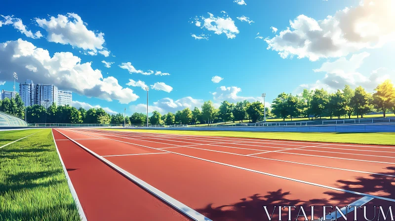 AI ART Picturesque Athletics Track Under Blue Sky