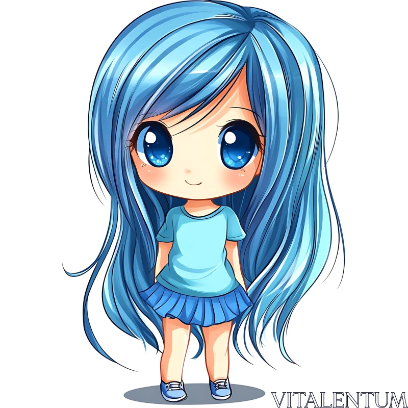 Cute Chibi Girl Illustration AI Image