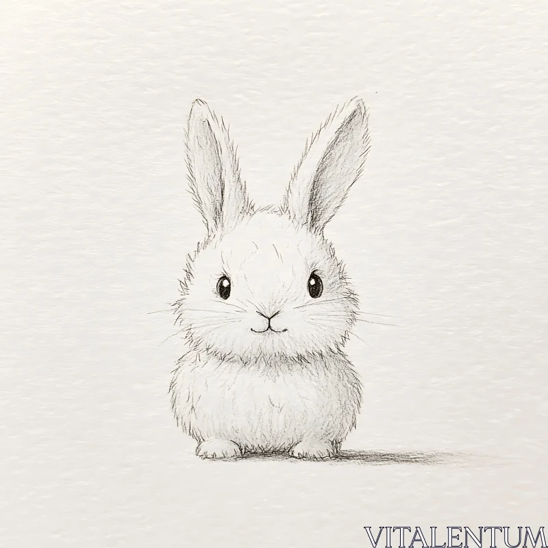 Pencil Drawing of a Cute Rabbit AI Image