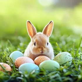 Easter Bunny with Colorful Eggs