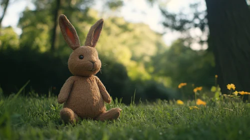 Peaceful Rabbit Toy in Nature