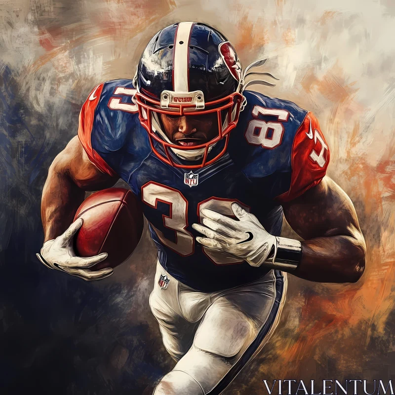 AI ART Dynamic American Football Player in Action