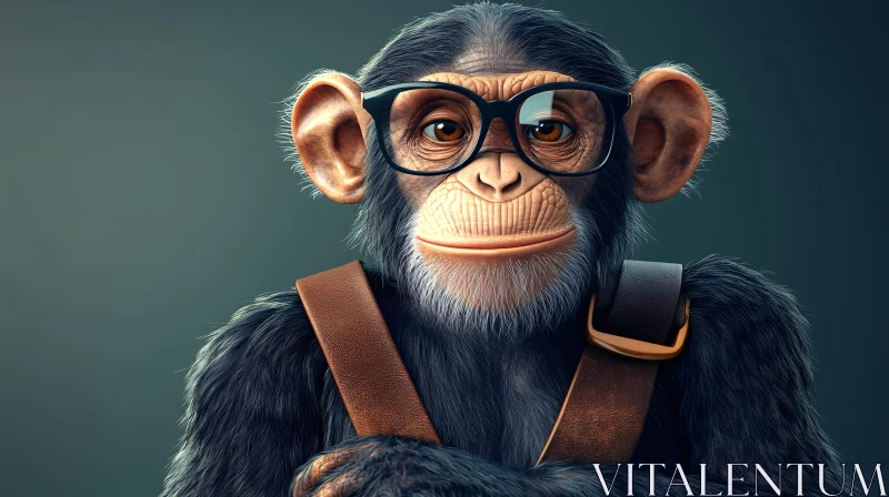 Intelligent Chimp with Glasses AI Image