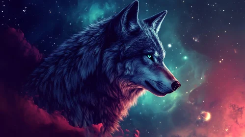 Stellar Wolf Art: Nebula Background