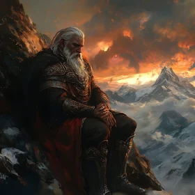 Warrior Contemplation at Mountain Sunset