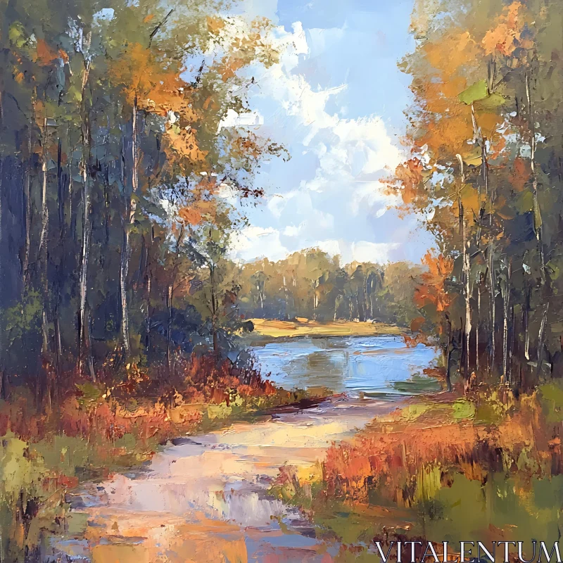 AI ART Tranquil Forest Lake Landscape Art