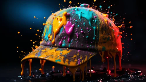 Captivating Baseball Cap with Colorful Paint Splashes