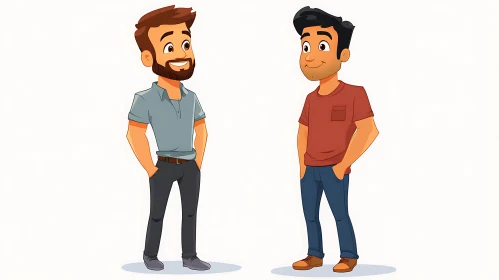 Two Cartoon Men Standing Together