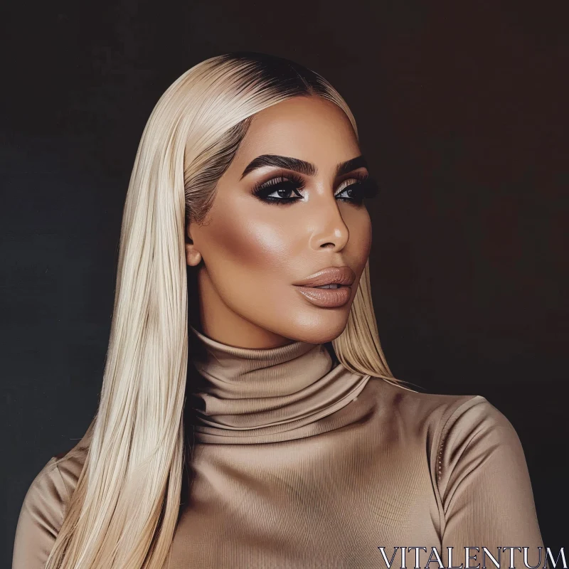 AI ART Elegant Kim Kardashian Glamor Portrait