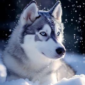 Snow-Kissed Husky Portrait