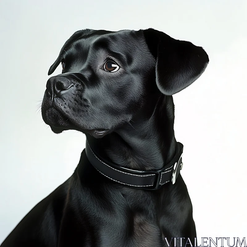 Black Dog Portrait with Collar AI Image