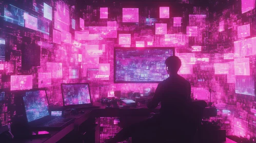 Pink Neon Tech Room