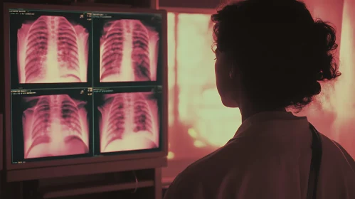 Medical Professional Analyzing X-Ray Scans
