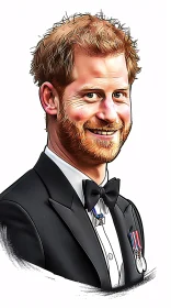 Prince Harry Royal Illustration