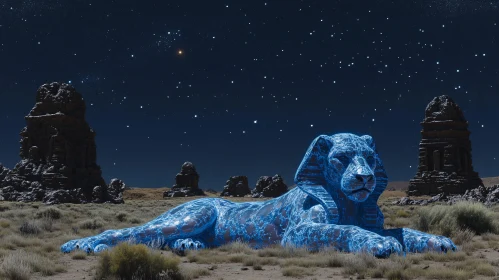 Desert Night Blue Lion Art