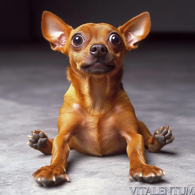 Alert Little Dog with Upright Ears and Cute Paws AI Image