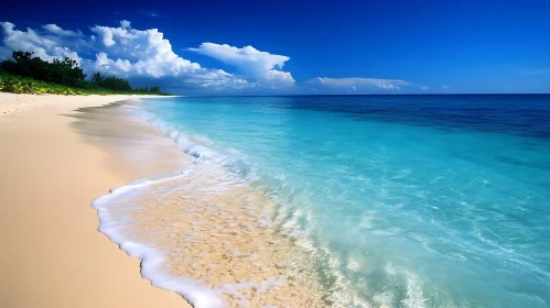 Tropical Beach with White Sand and Blue Sky