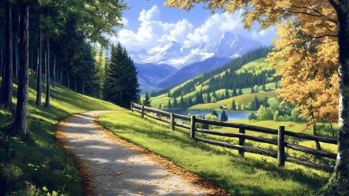 Tranquil Mountain Vista with Winding Path