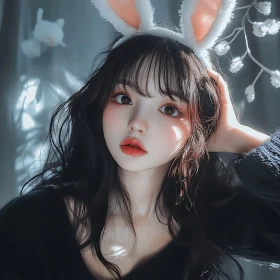 Dreamy Woman with Bunny Ears