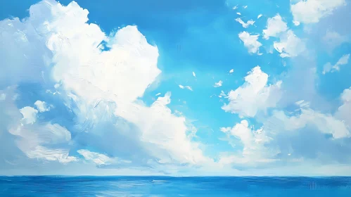 Peaceful Seascape with Clouds and Blue Sky