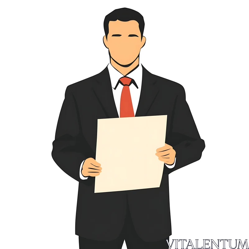 AI ART Faceless Businessman with Blank Paper