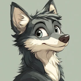 Friendly Wolf Cartoon Character Image