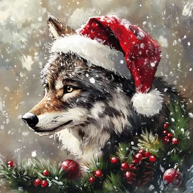 Winter Wolf in Holiday Attire