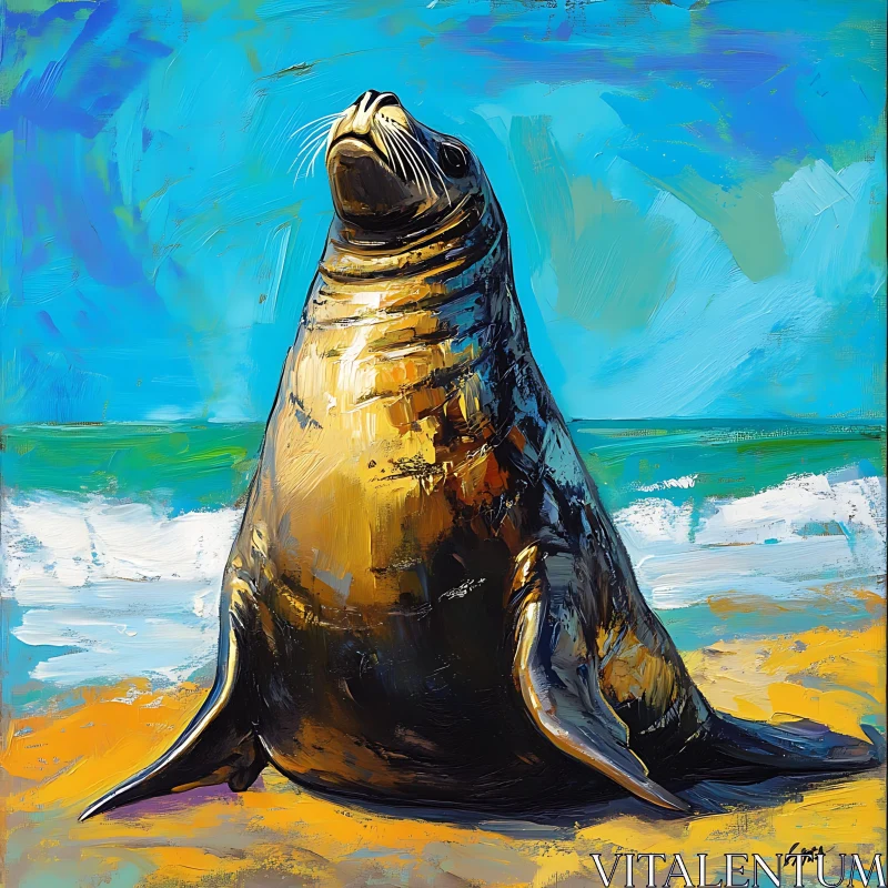 AI ART Coastal Wildlife Art: Sea Lion Portrait