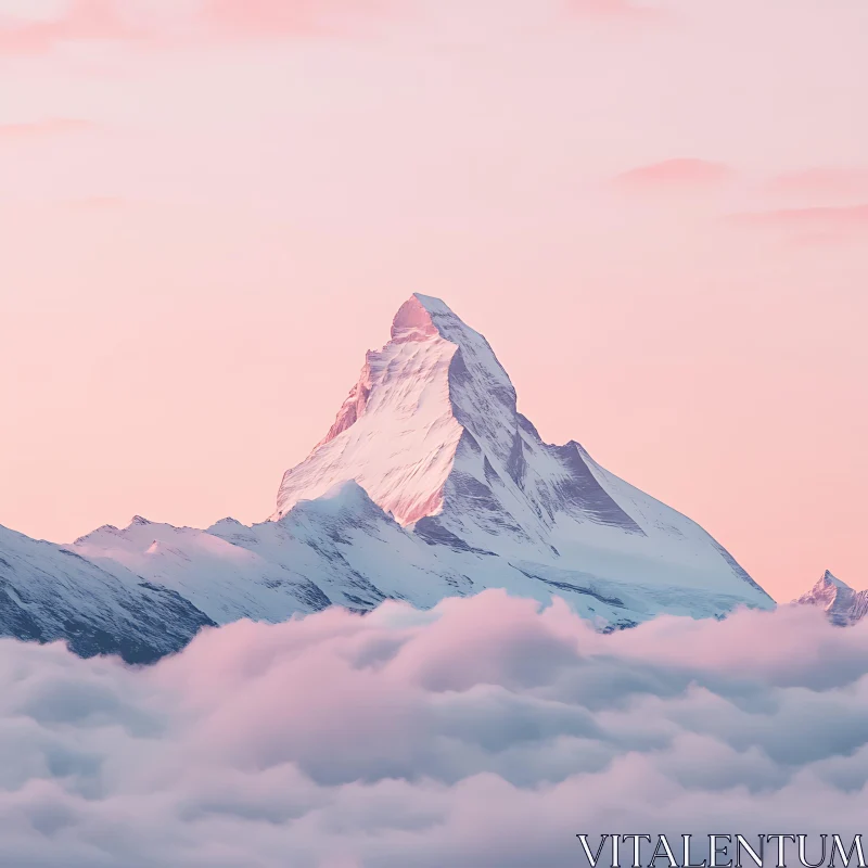 AI ART Pink Sky Mountain Cloudscape