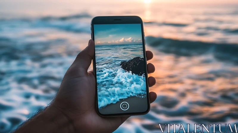 AI ART Smartphone Captures Sunset Over the Sea