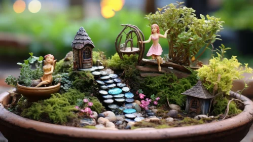 Enchanting Fairy Garden in a Pot: A Luminous Landscape of Rustic Charm