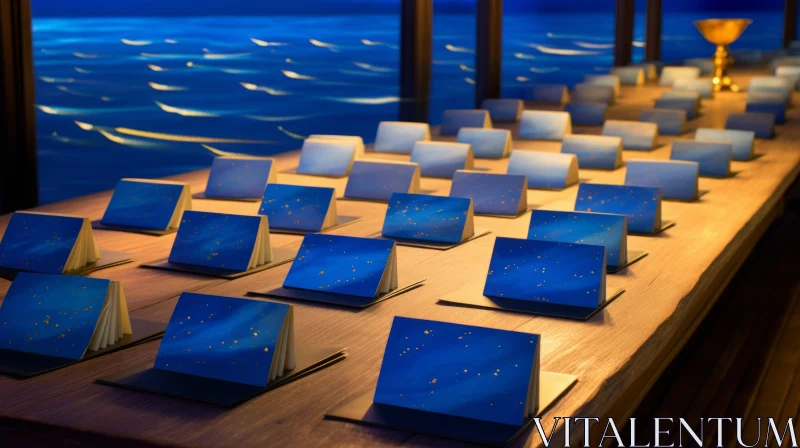 Romantic Moonlit Seascape with Extravagant Table Setting AI Image