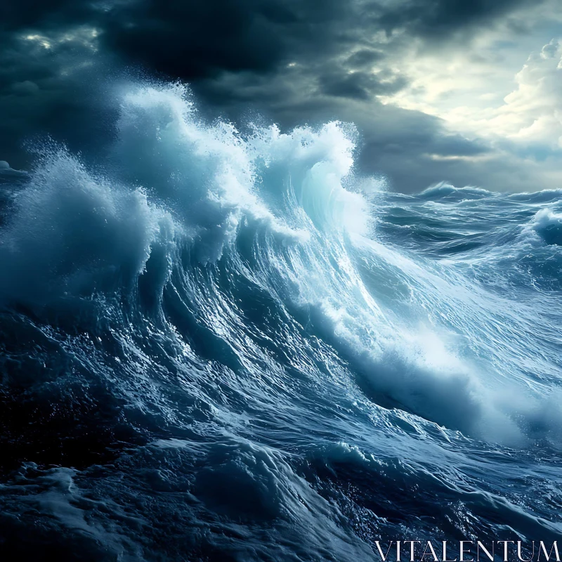 Crashing Ocean Wave Fine Art Print AI Image