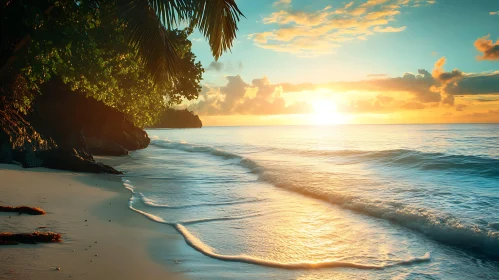 Golden Sunset at Tropical Beach