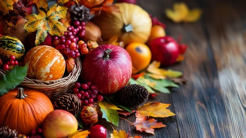 Fall Harvest Still Life with Pumpkins and Apples