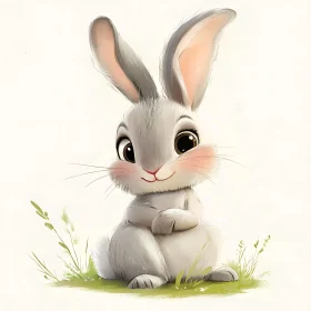 Charming Cartoon Rabbit with Rosy Cheeks