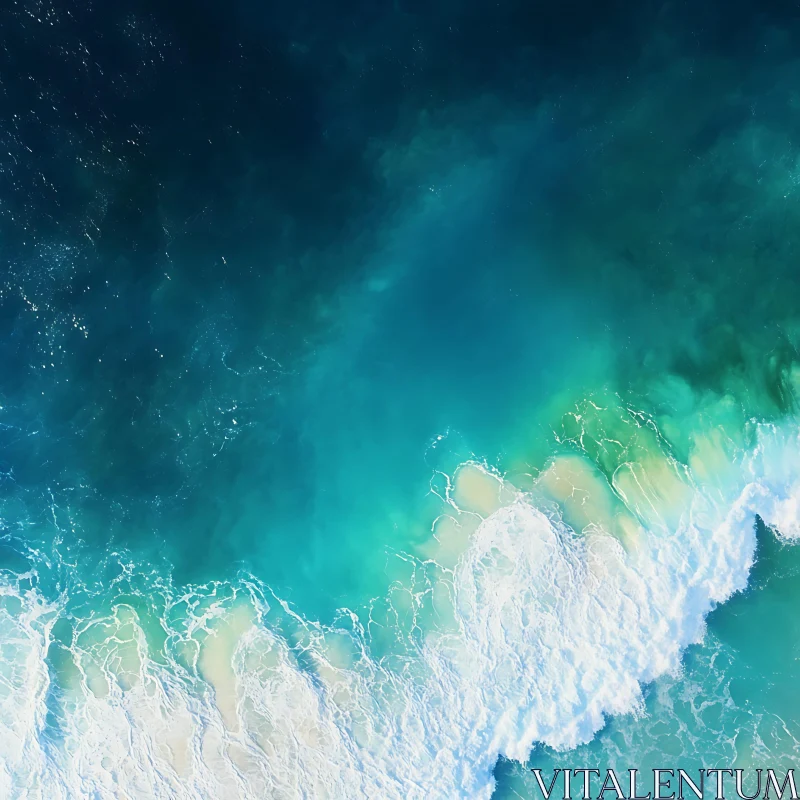 Seascape Aerial View with Wave Patterns AI Image