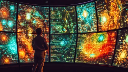 Man Viewing Complex Data Visualization