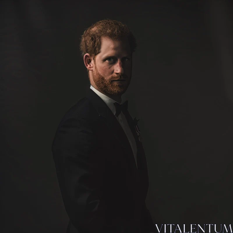 Prince Harry Tuxedo Portrait AI Image