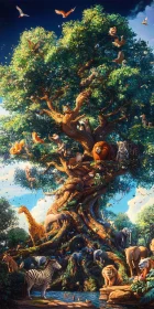 Wildlife Harmony in Arboreal Sanctuary