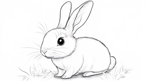 Monochrome Sketch of a Cute Bunny