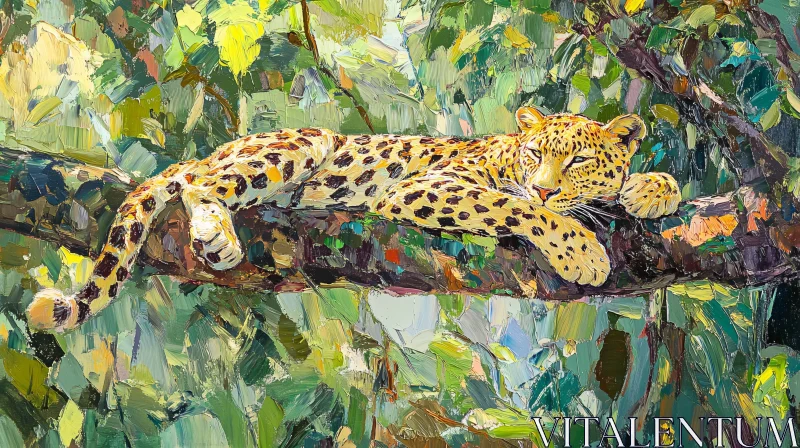 Leopard taking rest on the Tree AI Image