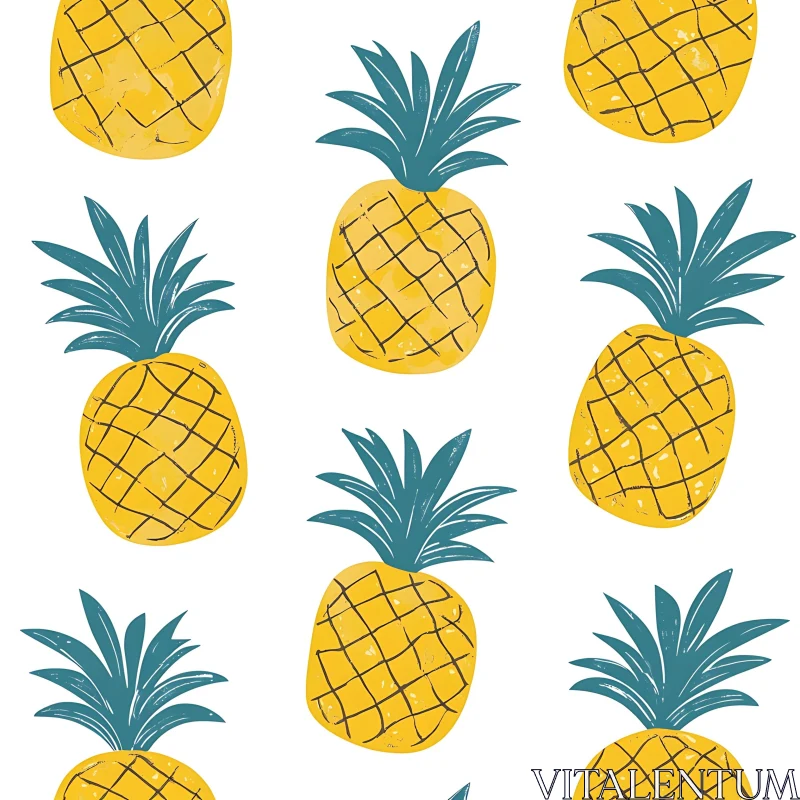 Stylized Pineapples Repeating Pattern AI Image