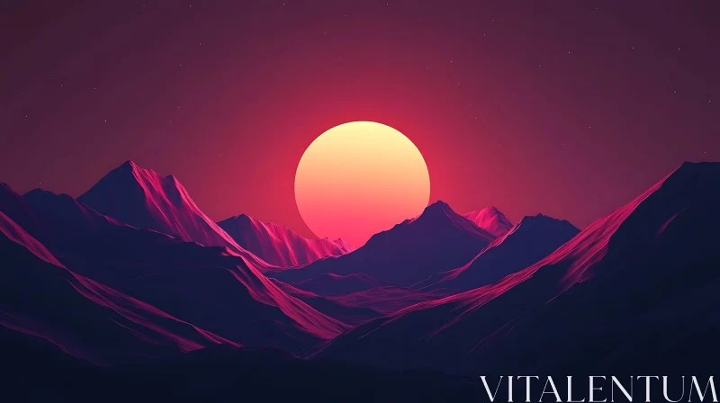 Tranquil Mountain Sunset AI Image