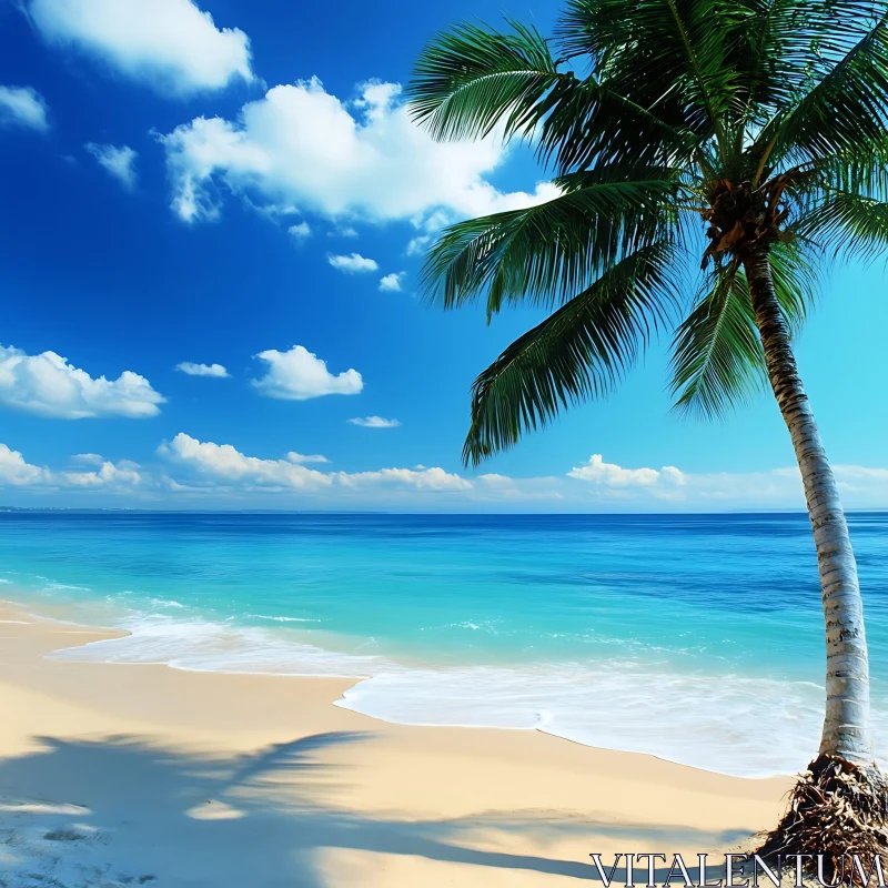 Tropical Beach Paradise with Blue Sky AI Image